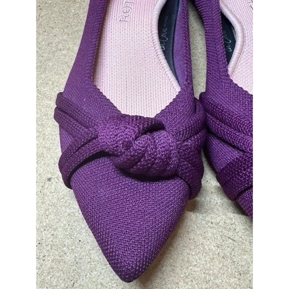NWOB Rothys The Knot Ballet Flats Women's 9 Eggplant Purple Knit Washable Shoes